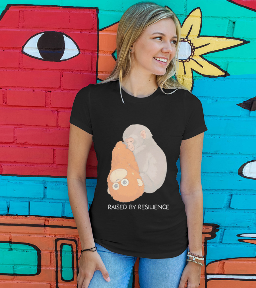 Monkey Cuddling Teddy Raised By Resilience T-Shirt