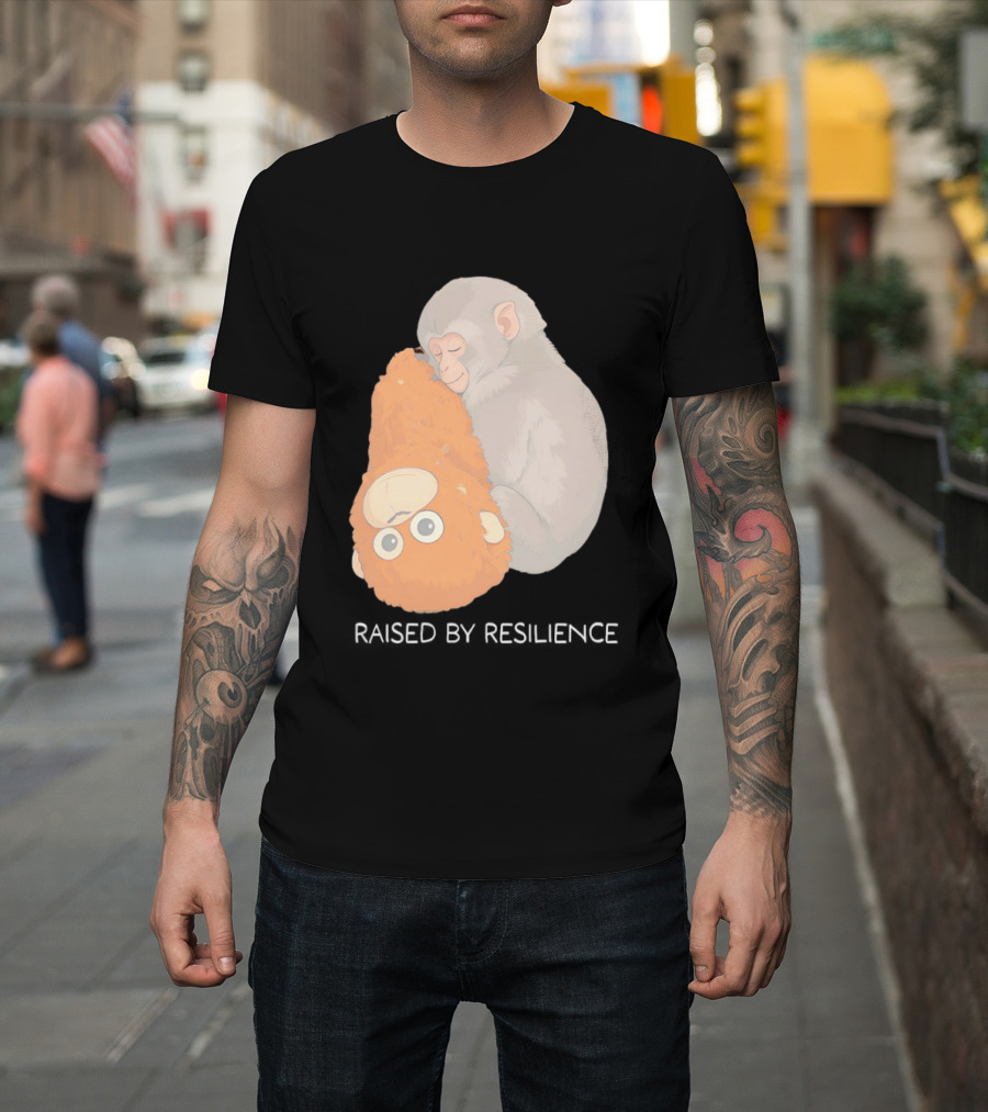 Monkey Cuddling Teddy Raised by Resilience T-Shirt