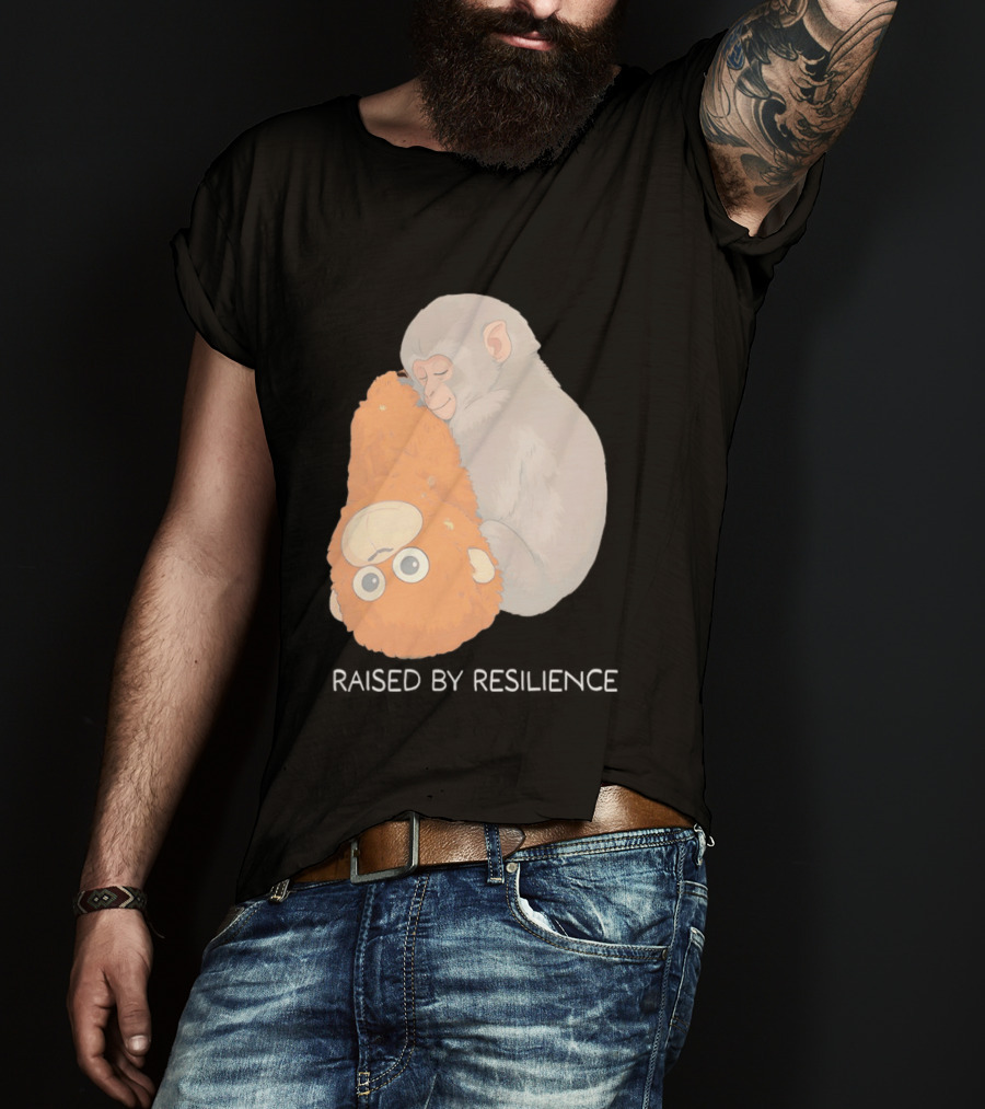 Monkey Cuddling Teddy Raised By Resilience T-Shirt