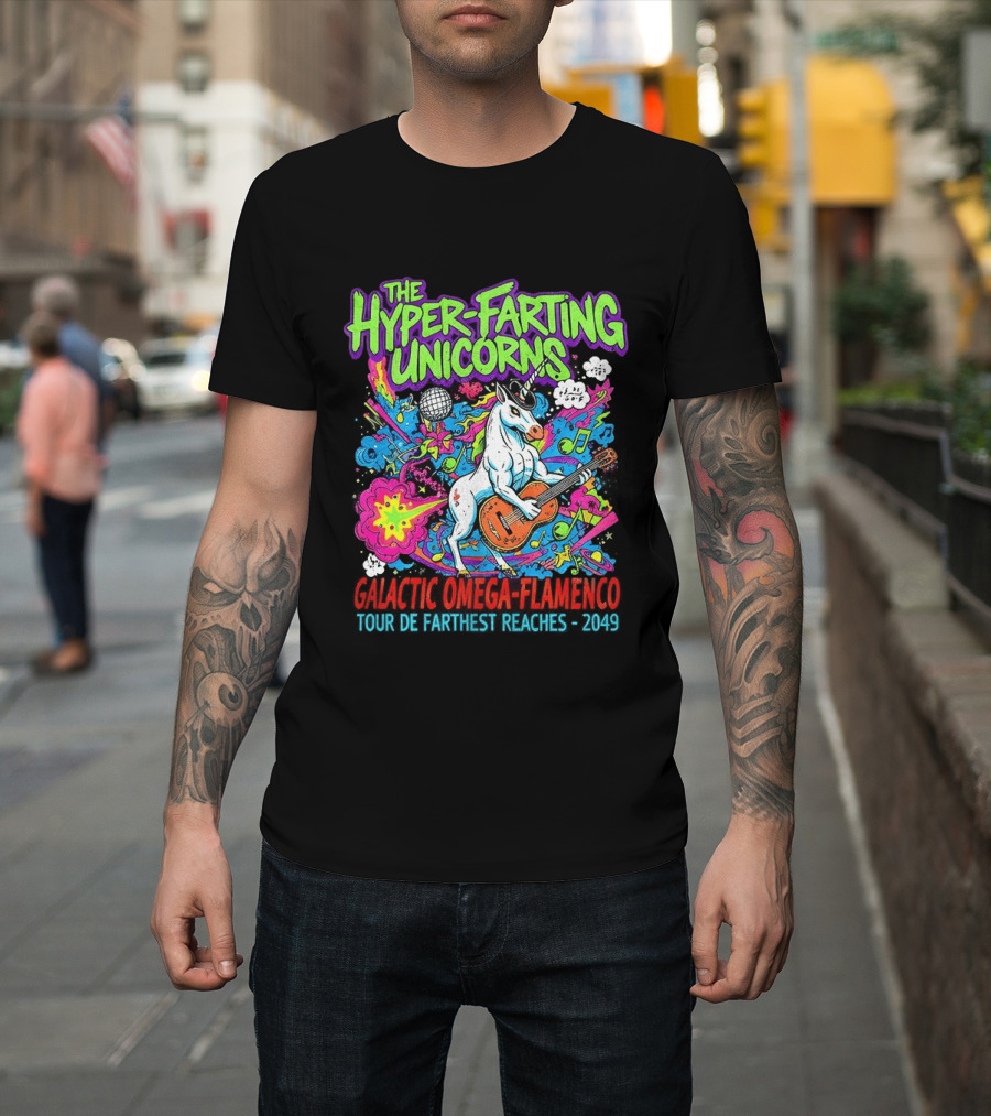 The Hyper Farting Unicorns Galactic Omega Flamenco Tour De Farting Rockers 2019 T-Shirt