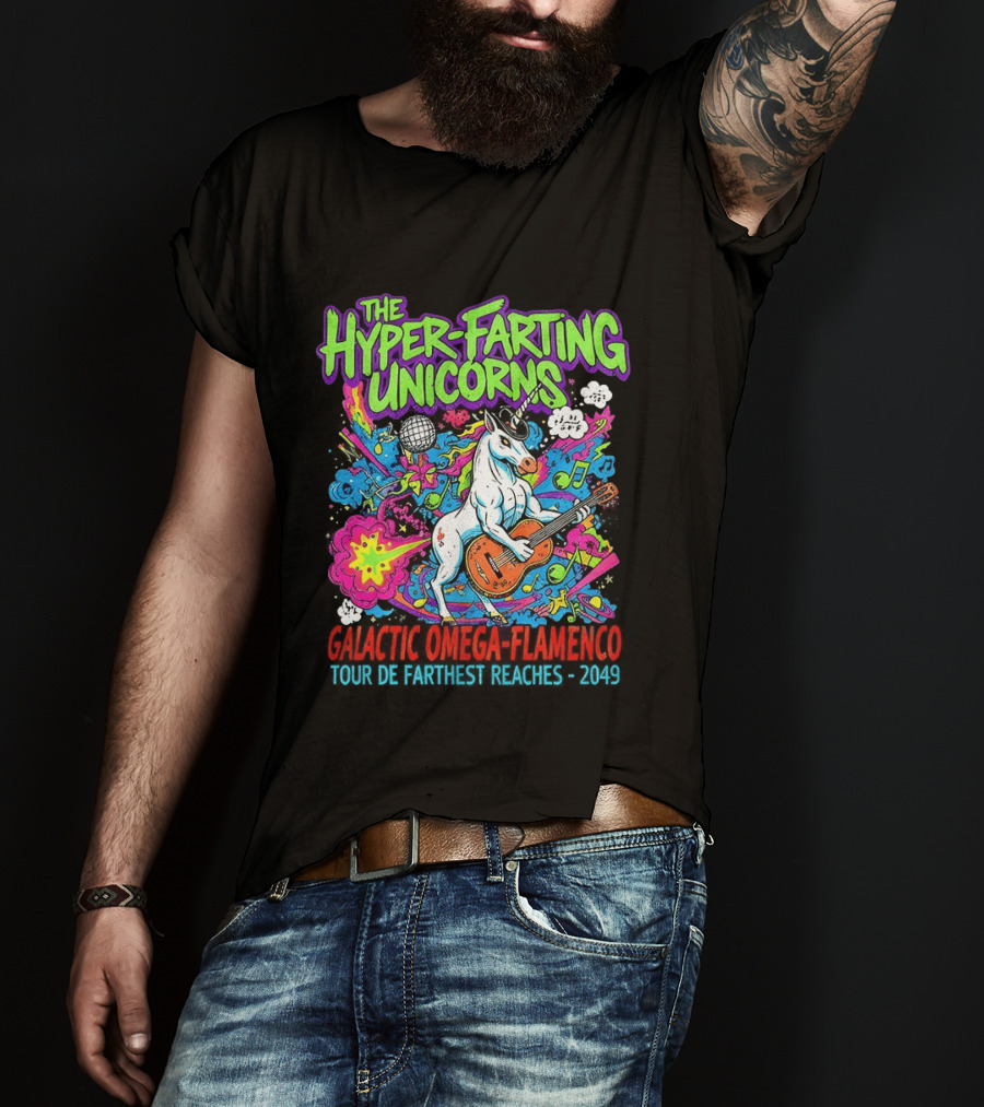 The Hyper Farting Unicorns Galactic Omega Flamenco Tour De Farting Rockers 2019 T-Shirt
