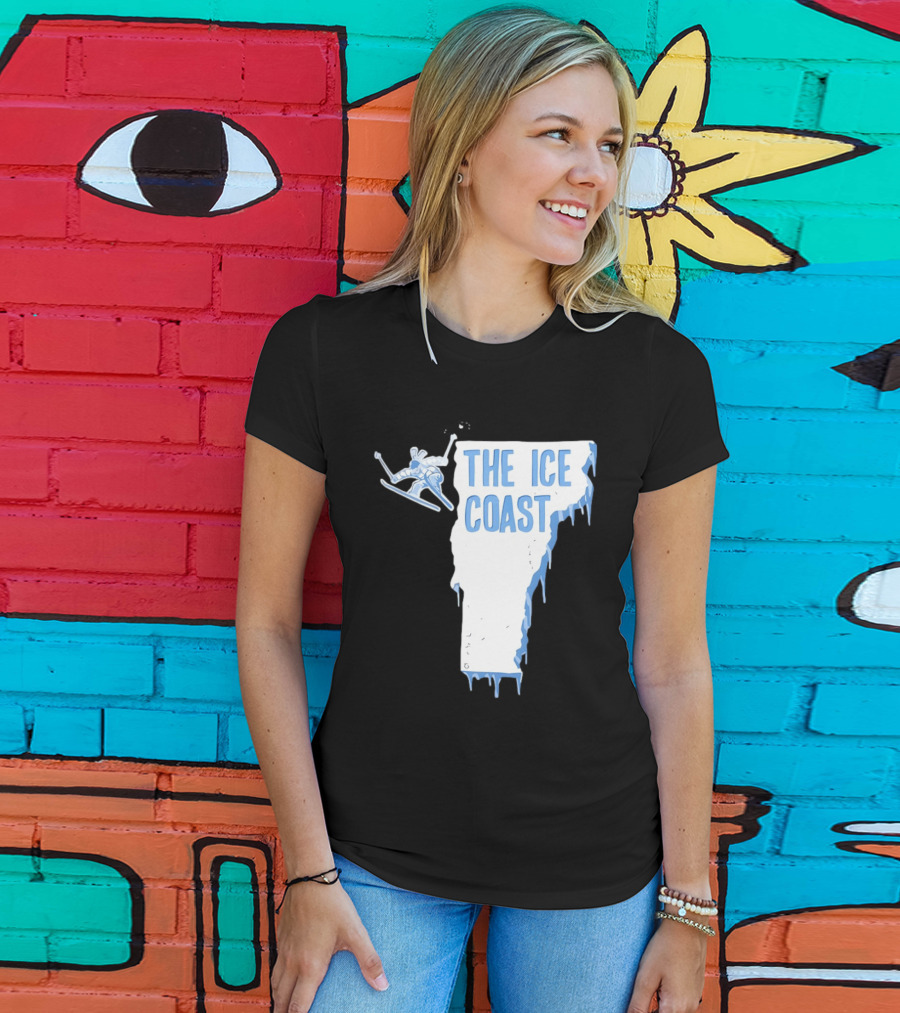 Vermont The Ice Coast Skiing Adventure Map T-Shirt