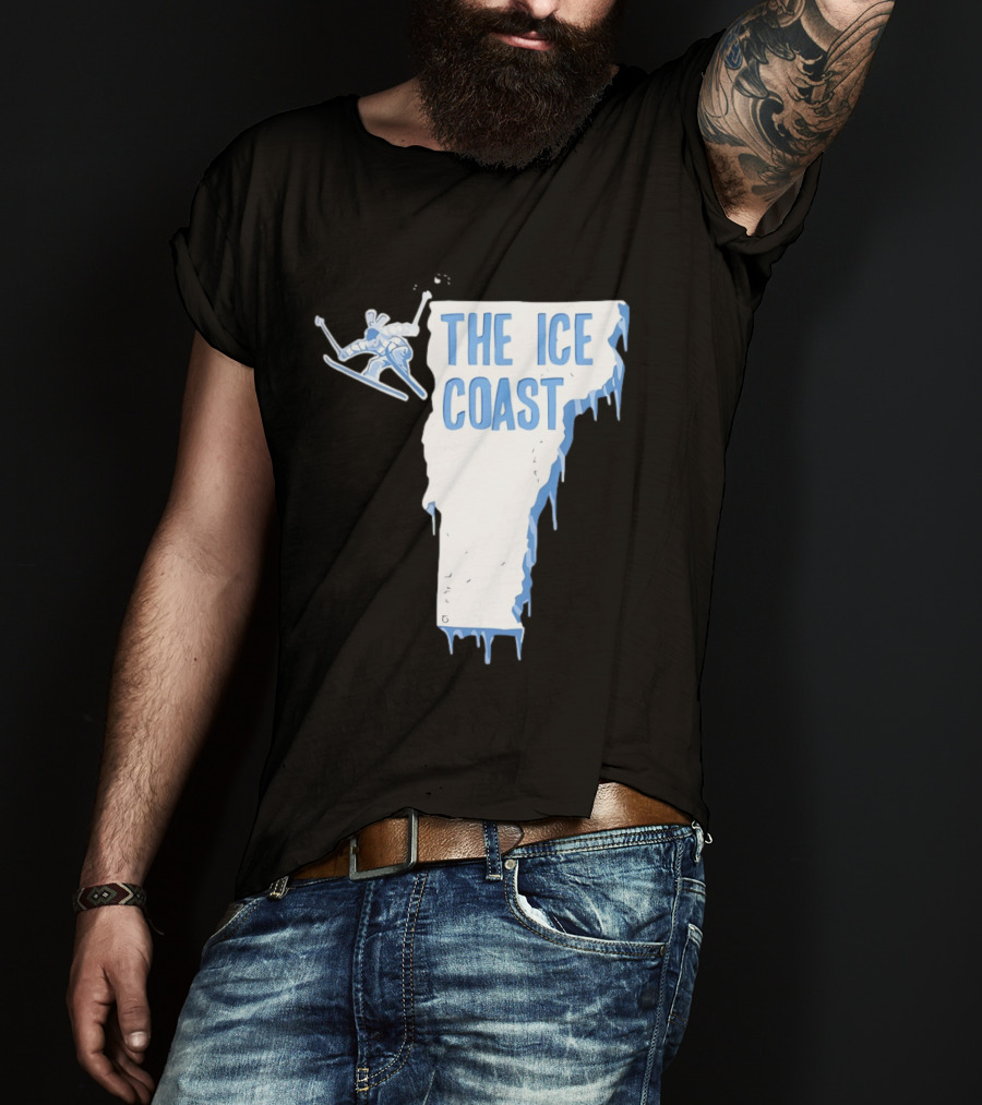 Vermont The Ice Coast Skiing Adventure Map T-Shirt