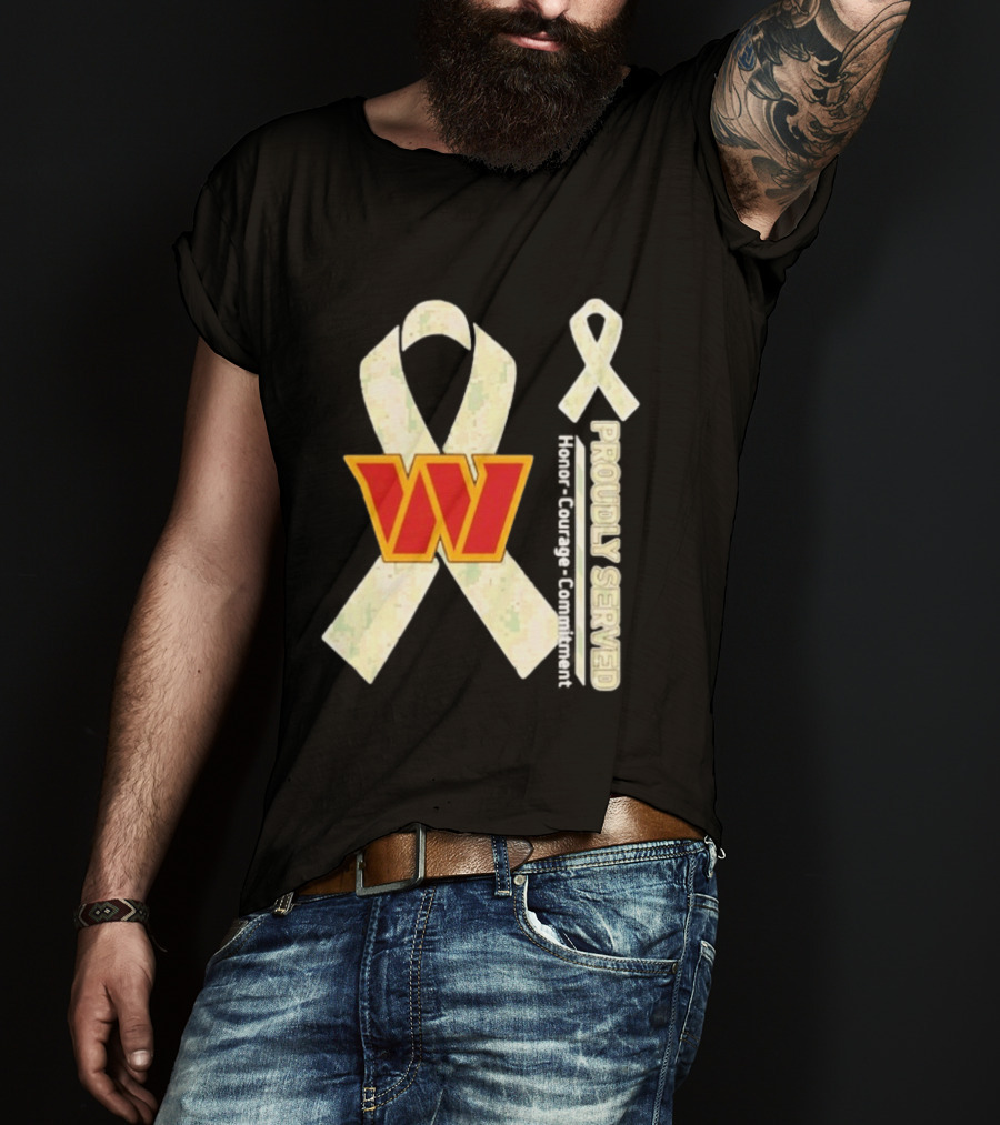 Washington Commanders Breast Cancer Awareness Proudly Served Honor Courage Commitment T-Shirt