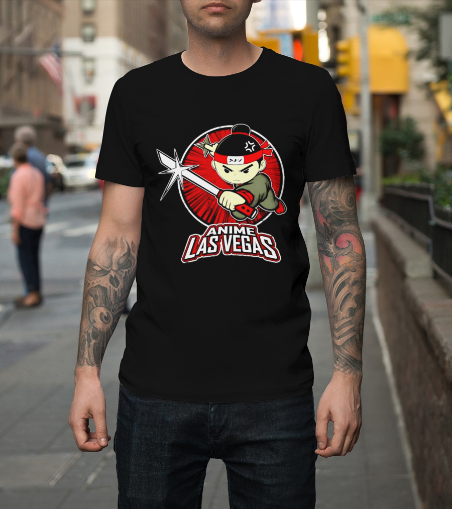 Anime Las Vegas Ninja Warrior with Sword and Headband T-Shirt