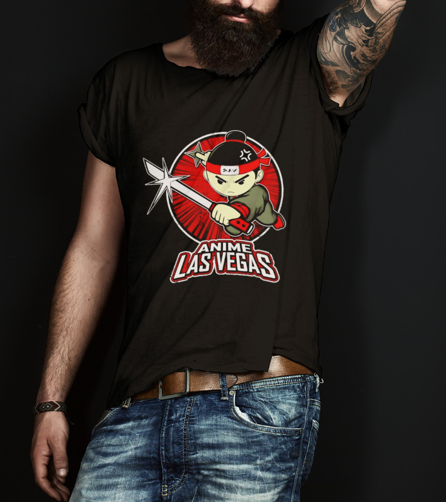 Anime Las Vegas Ninja Warrior With Sword And Headband T-Shirt