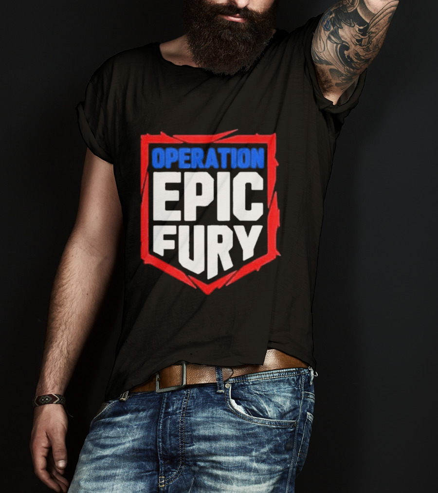 Operation Epic Fury Bold Patriotic Text Shield T-Shirt