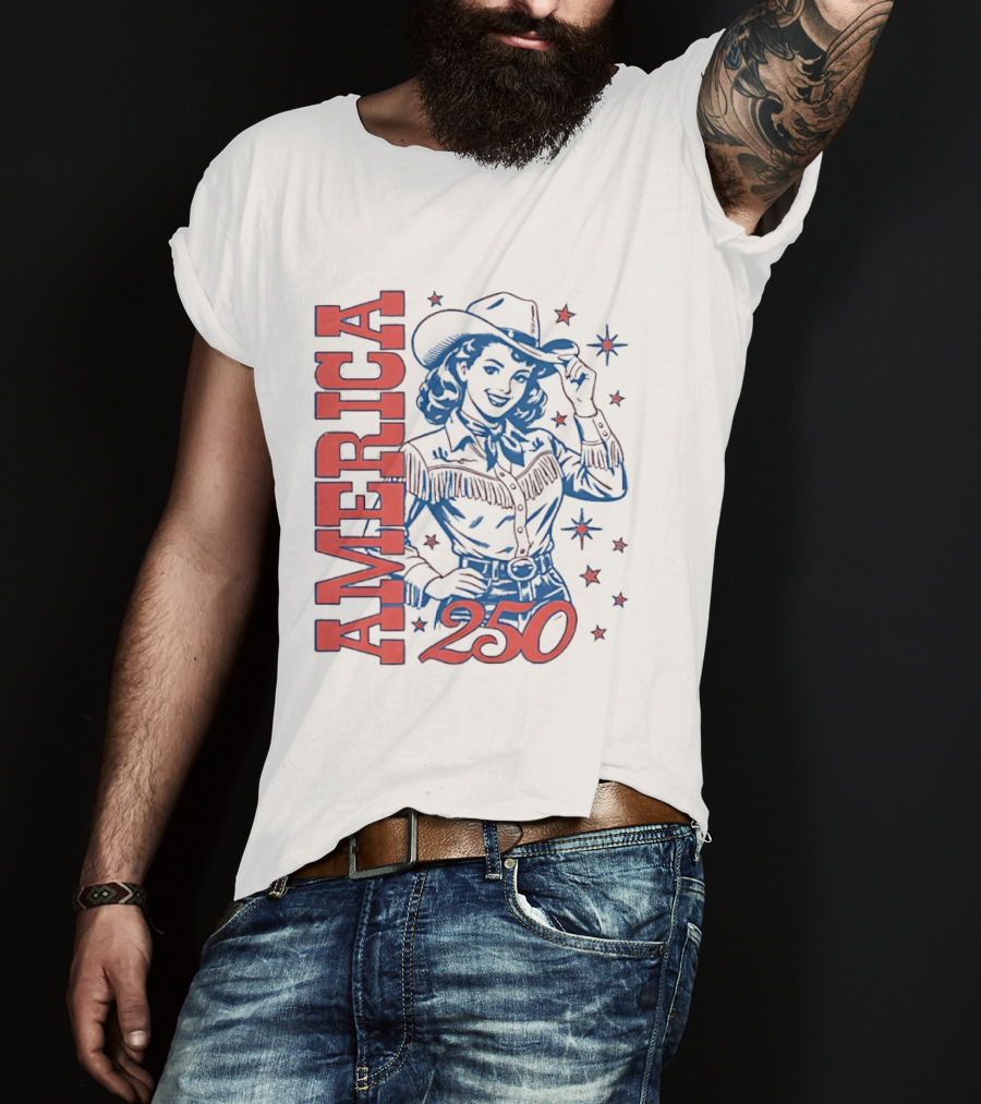 America 250 Western Girl Vintage Cowgirl T-Shirt