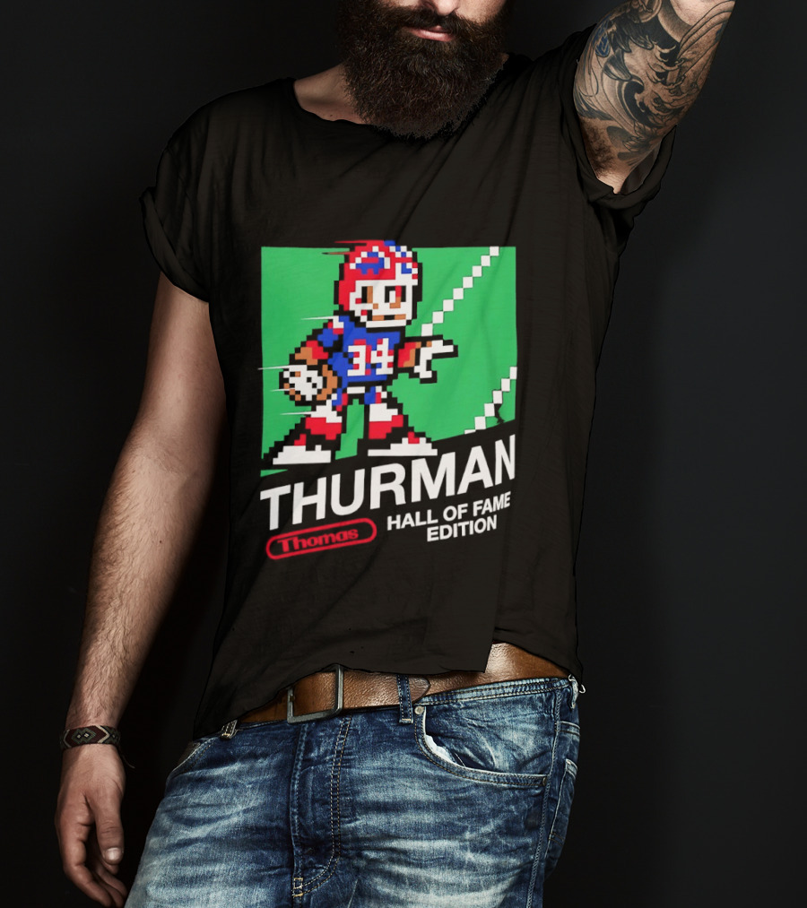 Thurman 34 Hall Of Fame Edition Buffalo Bills Pixel Art Retro Football T-Shirt