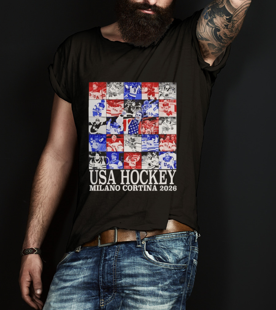 USA Hockey Team Collage Milano Cortina 2026 T-Shirt