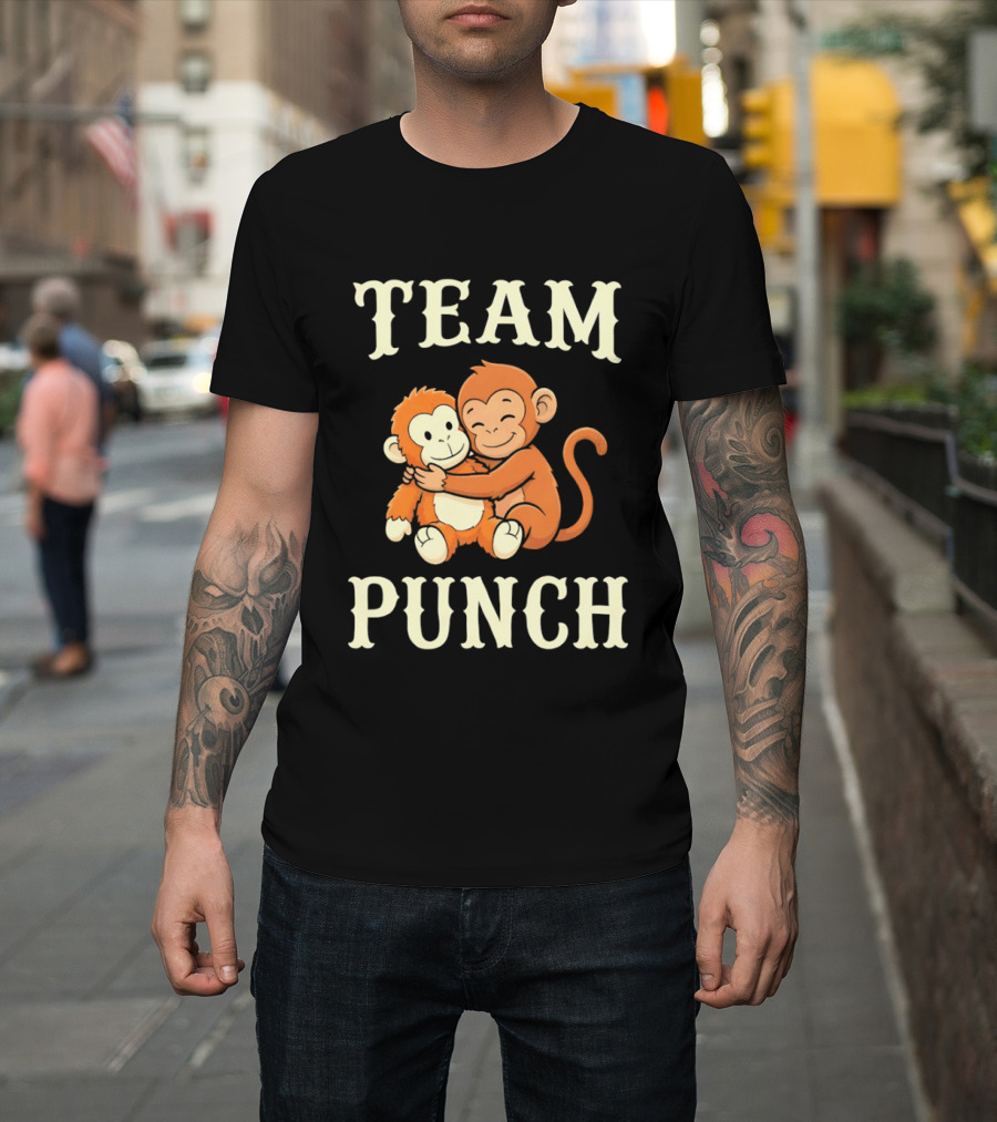 Team Punch Monkey Hugging Companions T-Shirt