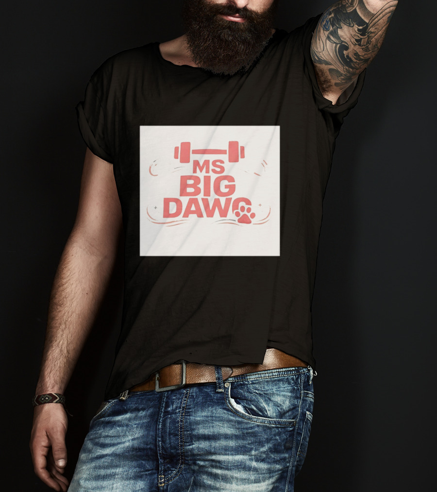 MS Big Dawg Weightlifting Paw Print Fitness T-Shirt