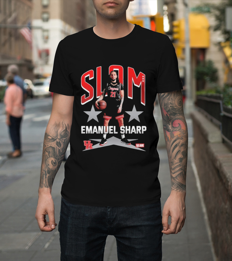 Slam Emanuel Sharp Houston Cougars Basketball UH H Town Stars T-Shirt