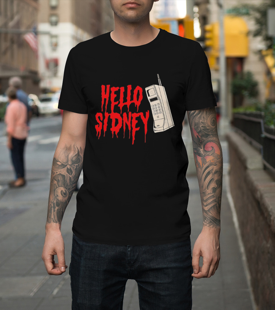 Hello Sidney Scream Movie Vintage Phone Dripping Blood T-Shirt