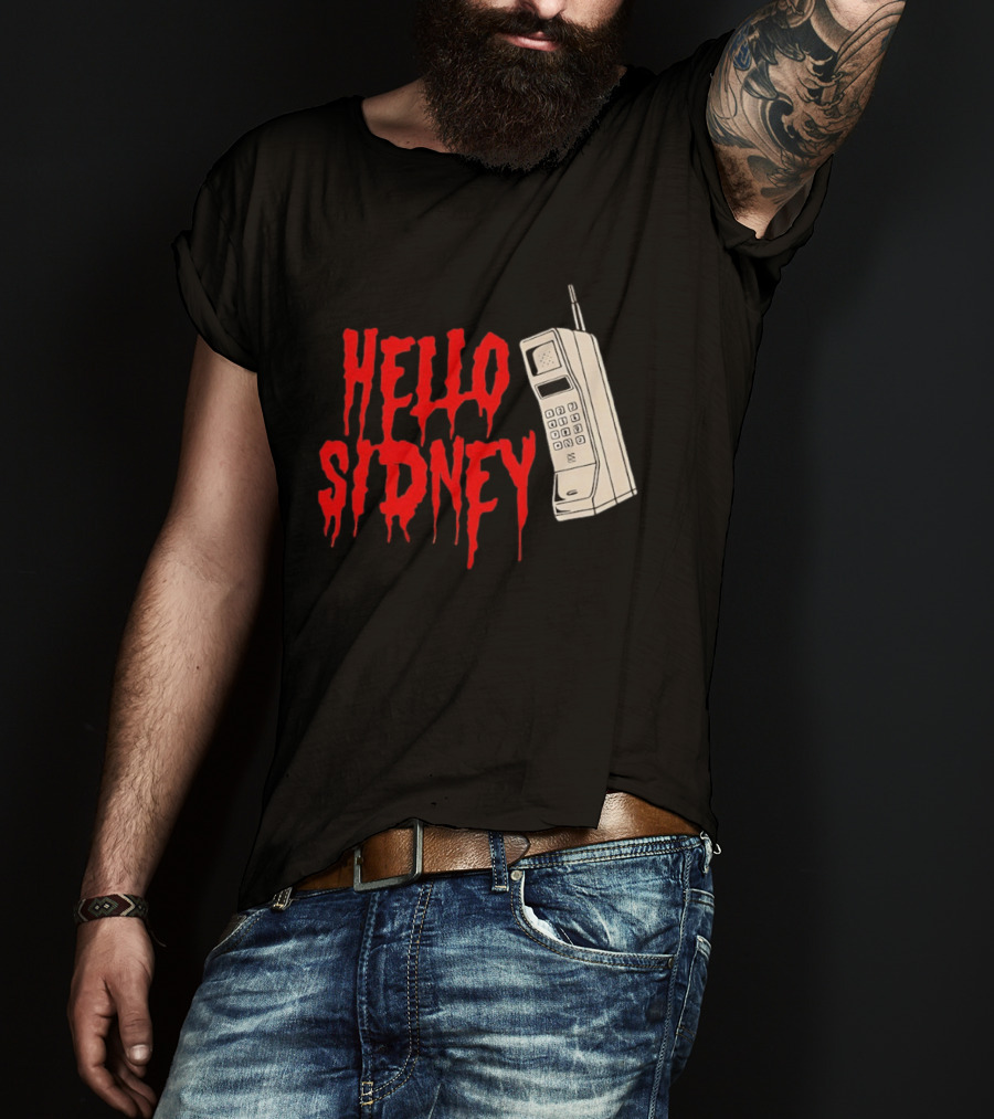Hello Sidney Scream Movie Vintage Phone Dripping Blood T-Shirt