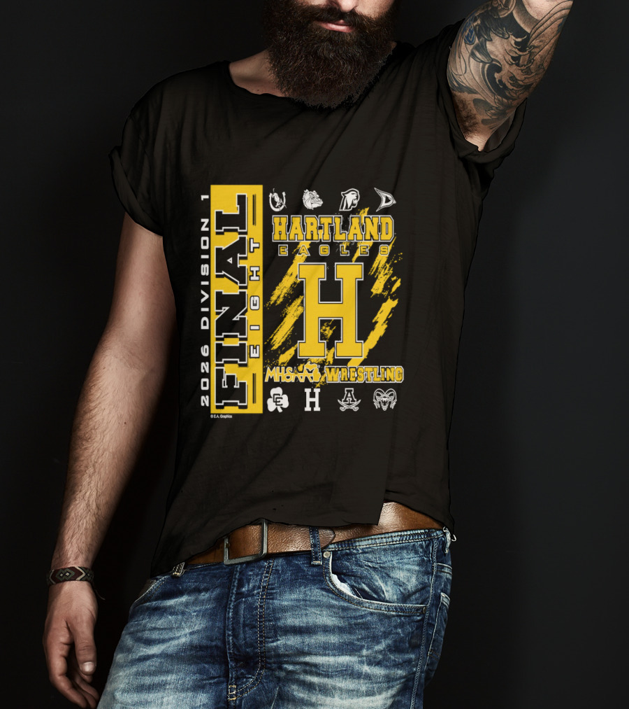 2026 Division 1 Final Eight Hartland Eagles Wrestling MHSAA T-Shirt