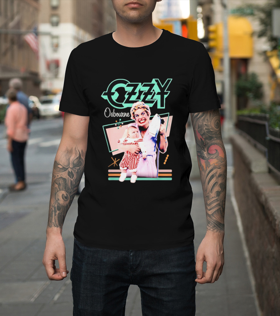 Ozzy Osbourne Retro Woman Holding Baby With Iron T-Shirt