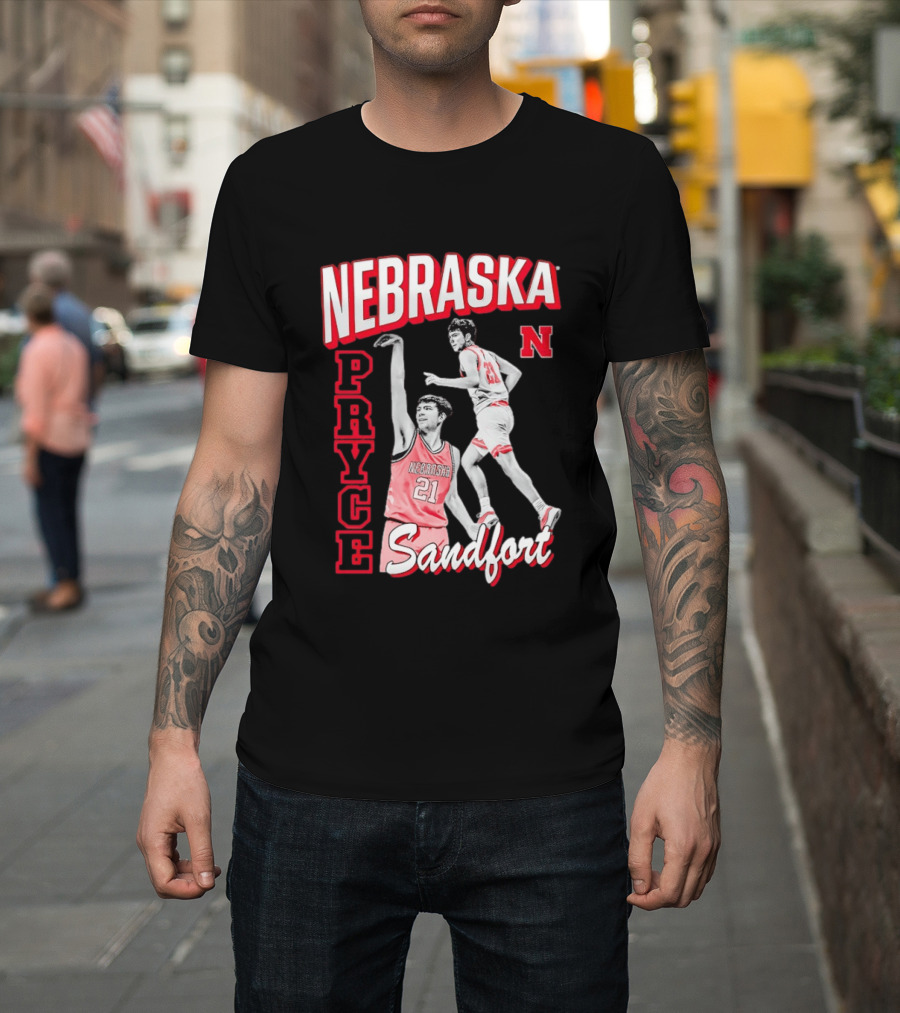 Pryce Sandfort 21 Nebraska Cornhuskers Basketball Team Iconic Red Jersey T-Shirt