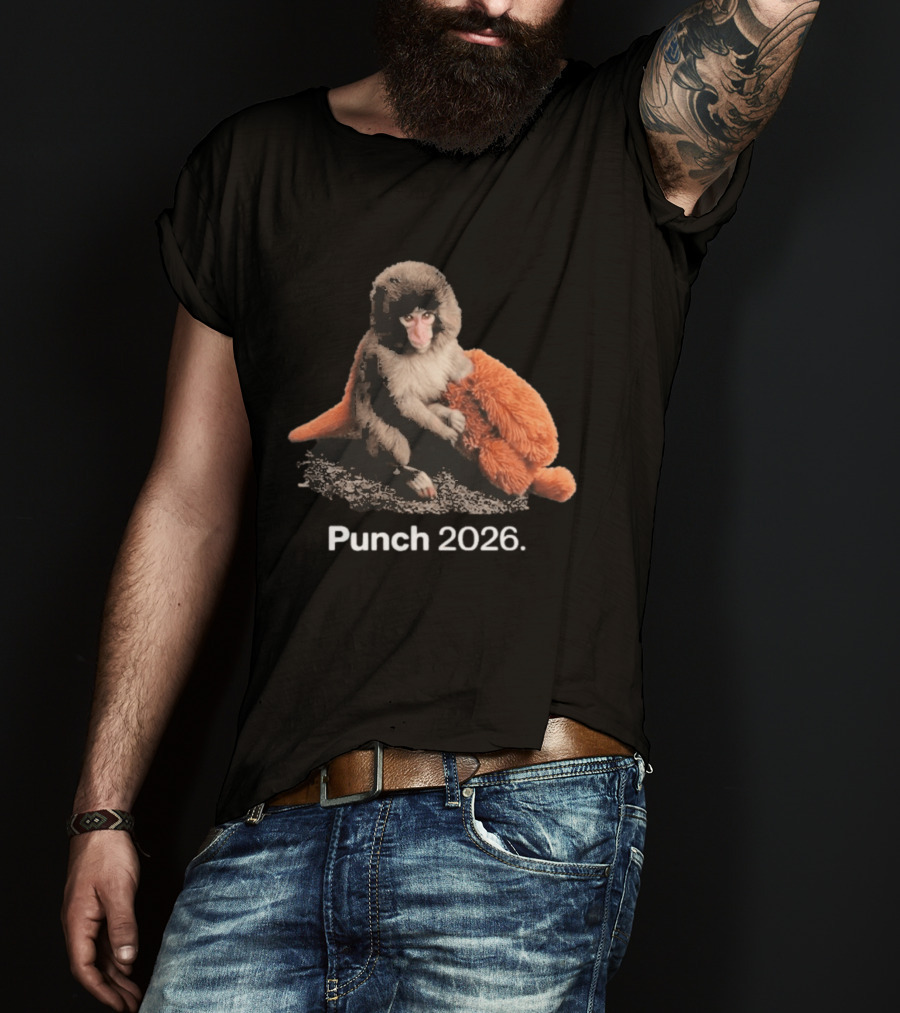 Punch Monkey 2026 Hugging Plush Toy T-Shirt