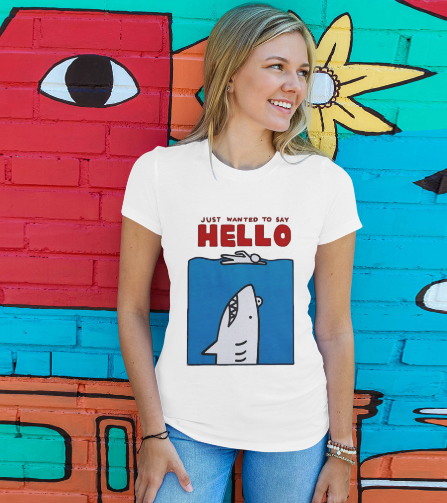 Just Wanted To Say Hello Jaws Shark Comic T-Shirt