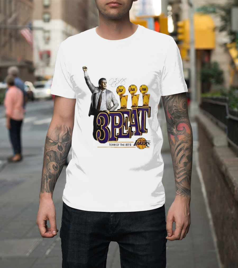 Los Angeles Lakers 3 Peat Team Of The 80s Pat Riley Champions 87 88 89 T-Shirt