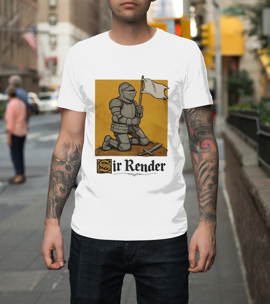 Sir Render Medieval Soldier Holding White Flag Knight Surrender T-Shirt