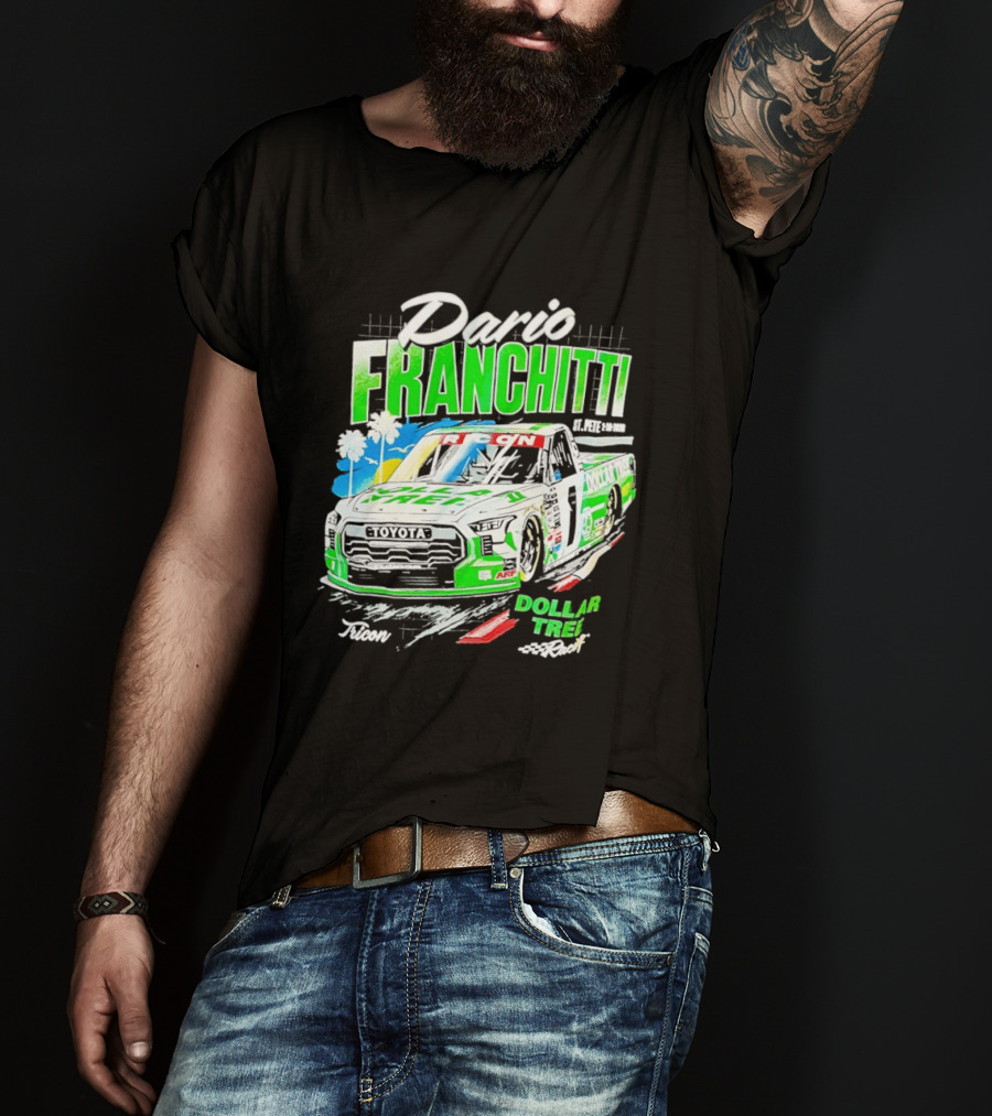 Dario Franchitti Toyota Tundra Dollar Tree Racing Palm Trees And Checkered Flags T-Shirt