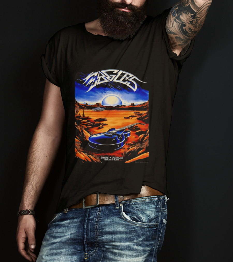 Eagles Live At Sphere Las Vegas February 27 28 2026 Desert Landscape Guitar T-Shirt