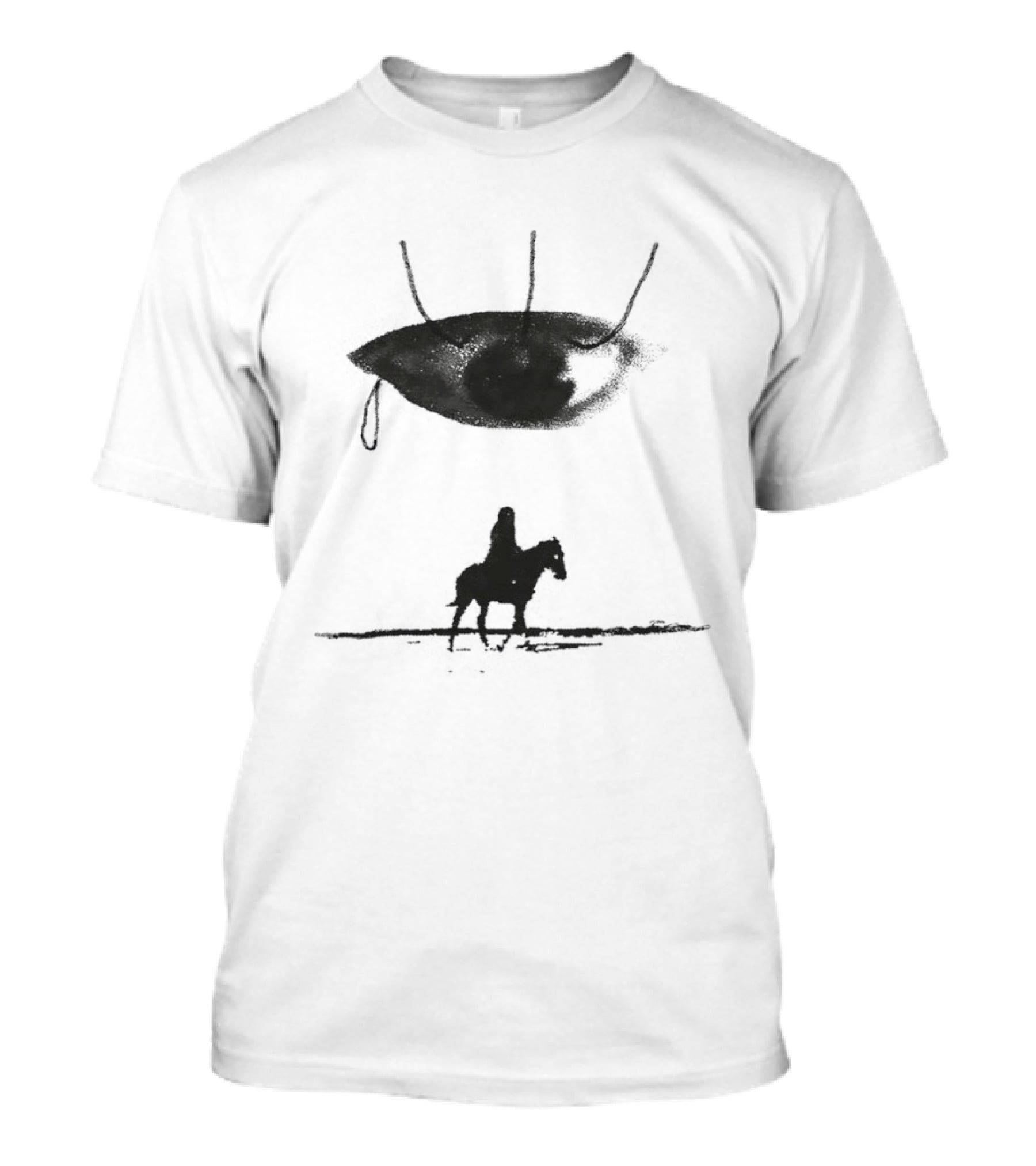 Beware The Gaze Eye UFO Hovering Over Lone Rider Scene T-Shirt