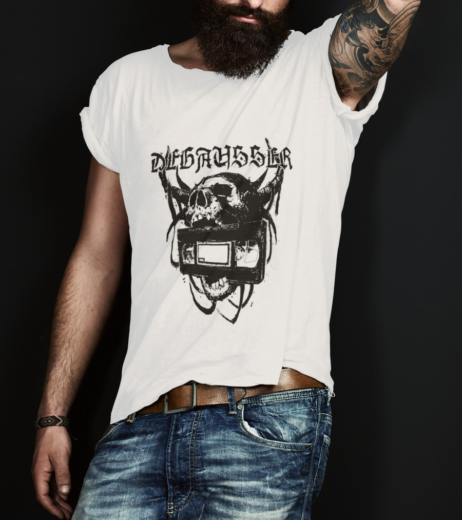 Degausser Skull Grunge Aesthetic With Horns And TV Screen T-Shirt