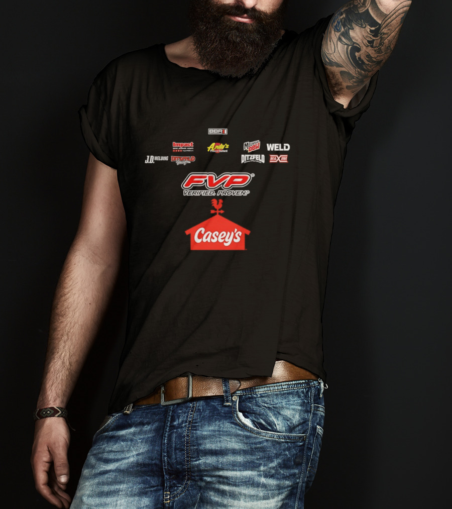 FVP Verified Proven Casey's Pizza Mountain Dew MAXIM Racing Impact Menard's World Racing Group T-Shirt