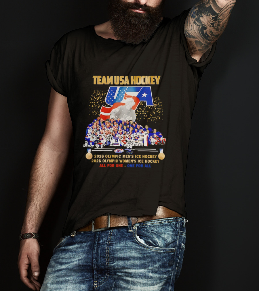 Team USA Hockey 2026 Olympic Men's Women's Ice Hockey All For One One For All T-Shirt