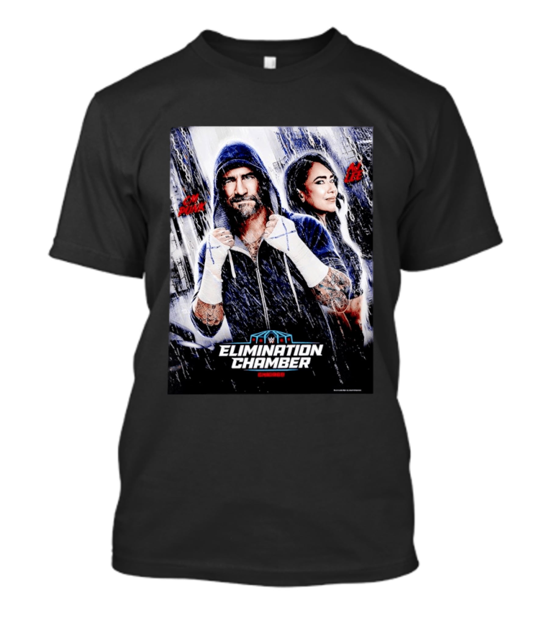 CM Punk AJ Lee WWE Elimination Chamber 2026 Chicago Event T-Shirt