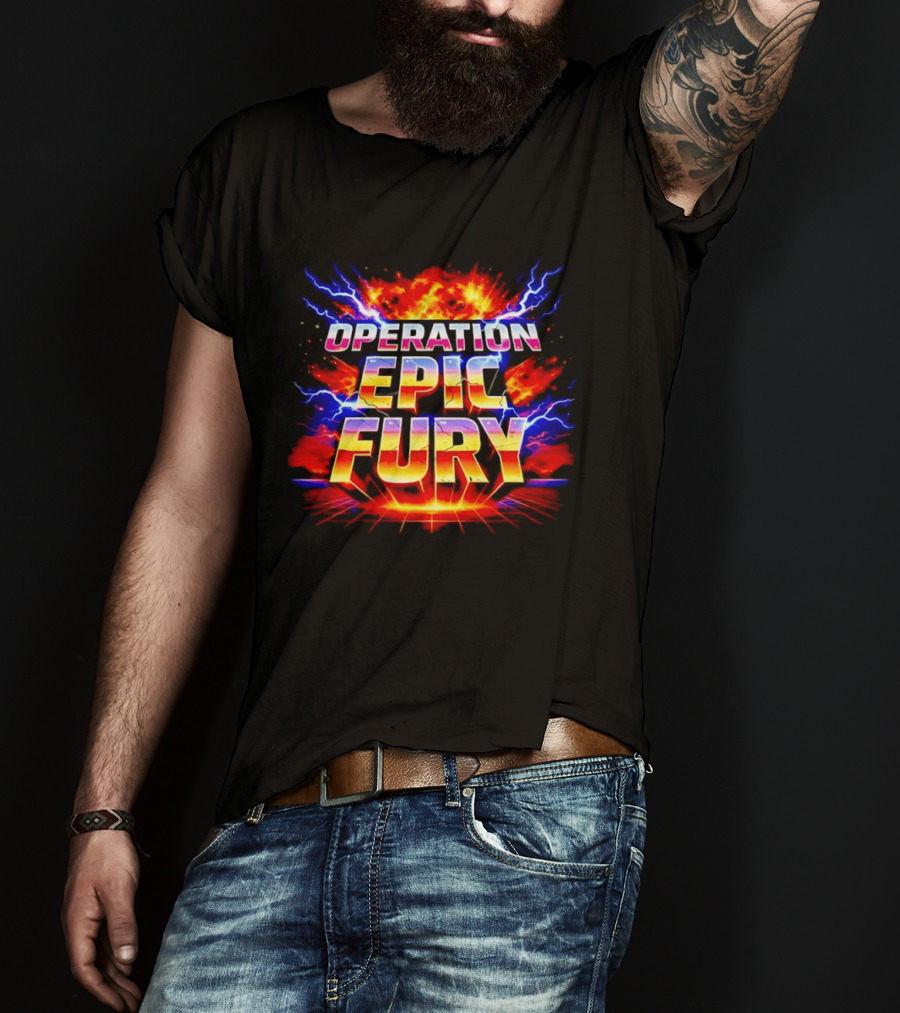 Patriotic USA Operation Epic Fury Lightning Burst T-Shirt