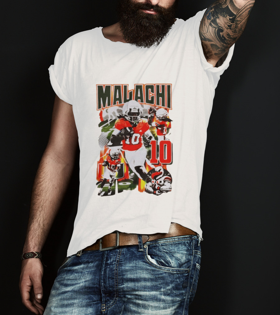 Malachi 10 Miami Hurricanes Football Player Action Collage T-Shirt