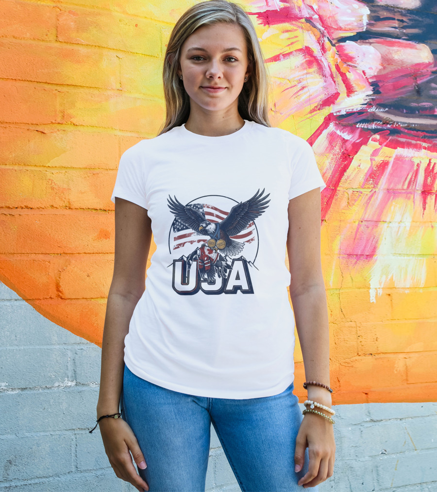 USA Eagle Ice Hockey Olympic Medals 1980 2026 American Flag T-Shirt