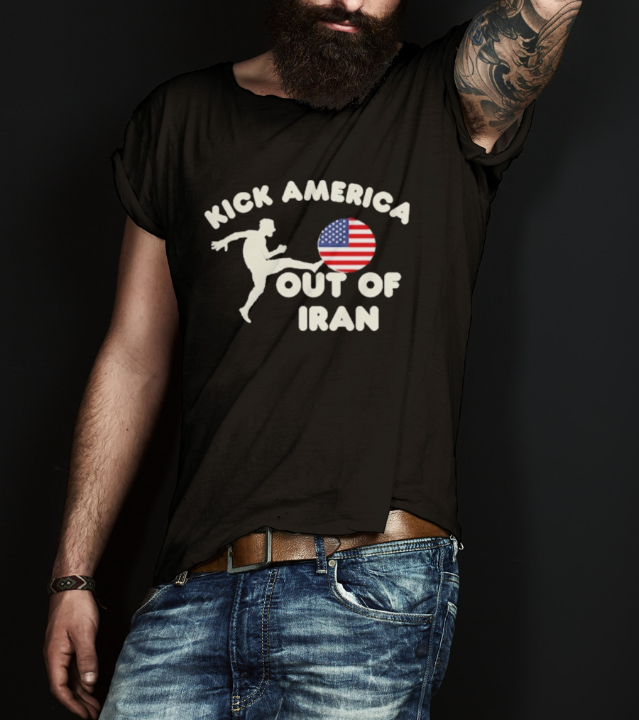 Kick America Out Of Iran Silhouette And Flag T-Shirt