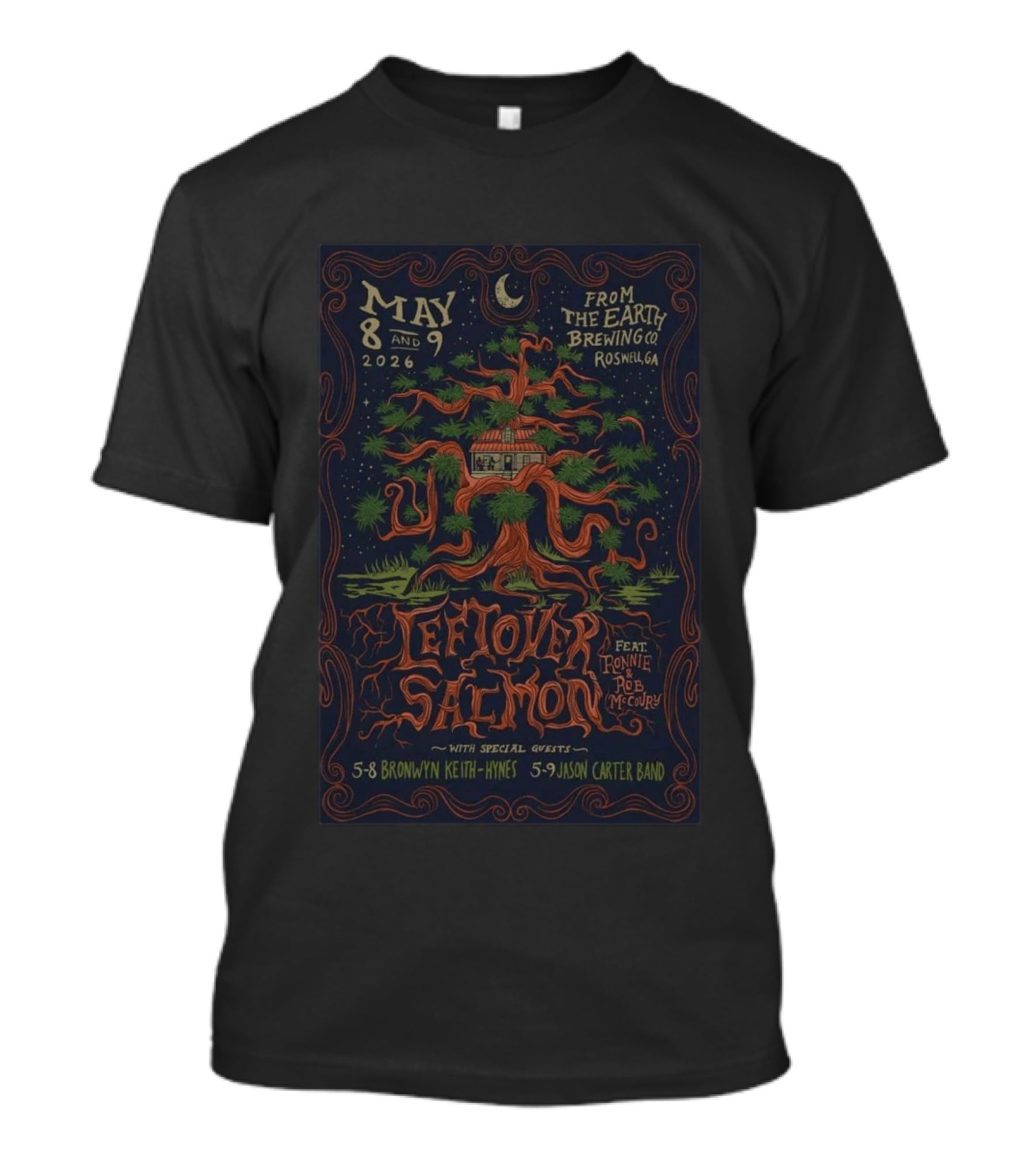 May 8 9 2026 Leftover Salmon From The Earth Brewing Co Roswell GA Featuring Ronnie And Rob McCoury T-Shirt