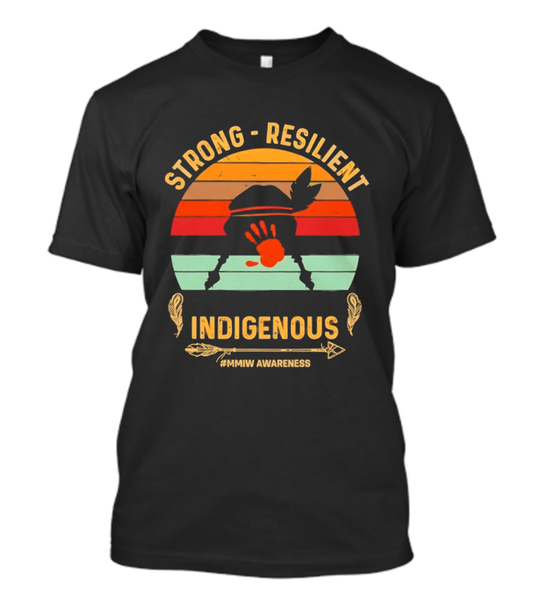 Strong Resilient Indigenous Awareness Handprint Sunset T-Shirt