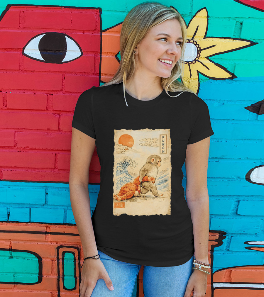 Punch Monkey Ukiyo E Wave Sun Kanji T-Shirt