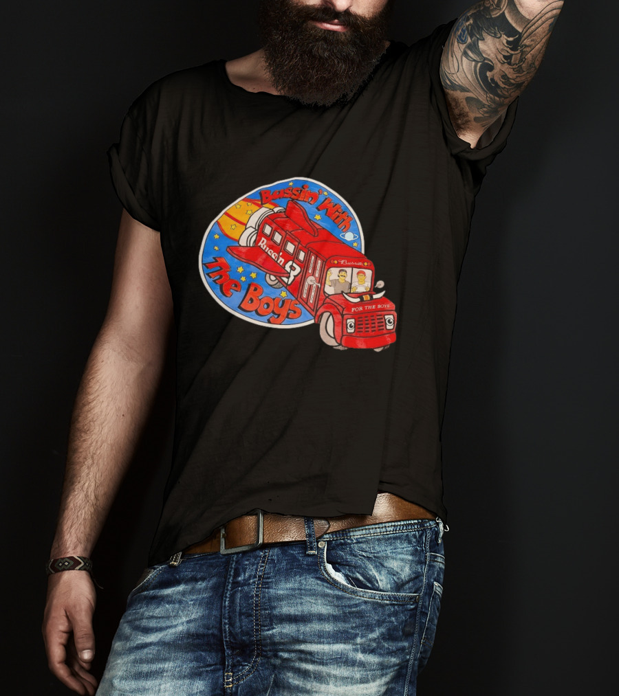 Bussin With The Boys Rocket Bus Adventure Retro Cartoon T-Shirt
