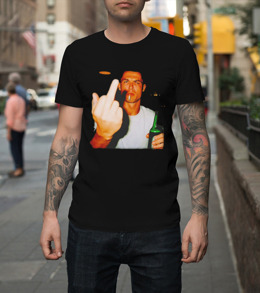 Cristiano Ronaldo Middle Finger Smoking Drinking After Hours T-Shirt