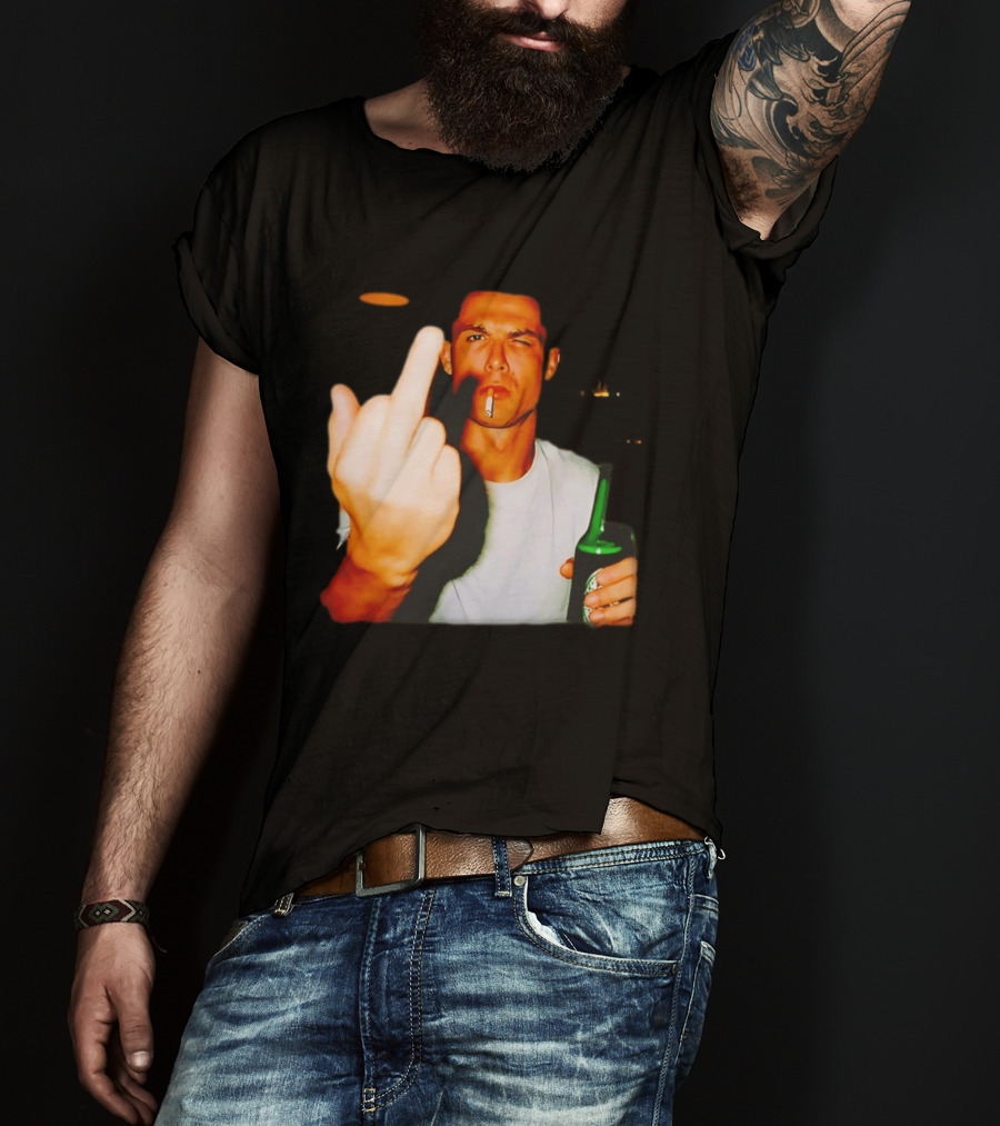 Cristiano Ronaldo Middle Finger Smoking Drinking After Hours T-Shirt
