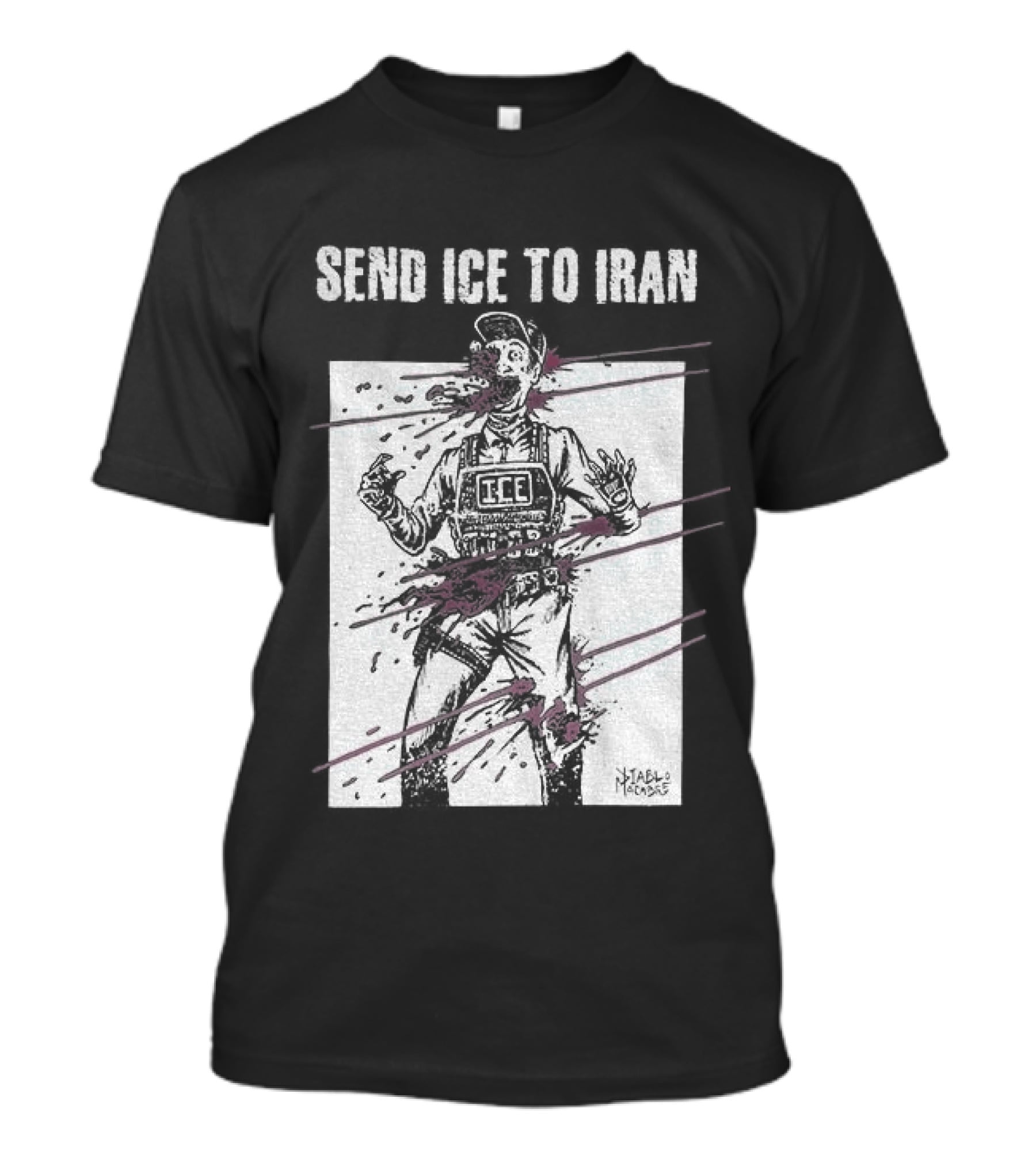Send Ice To Iran Pink Paint Streaks T-Shirt