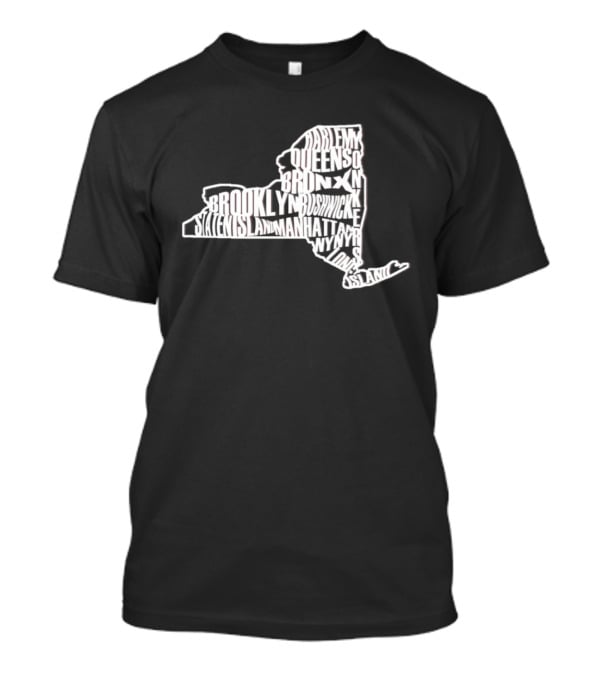Brooklyn Queens Harlem Bronx Bushwick New York Map T-Shirt