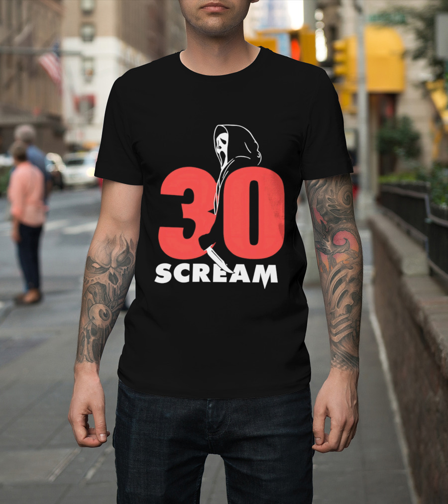 30 Scream Ghost Mask Scythe T-Shirt