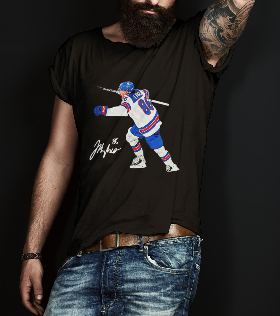 Jack Hughes 86 USA Team Hockey Celebration T-Shirt