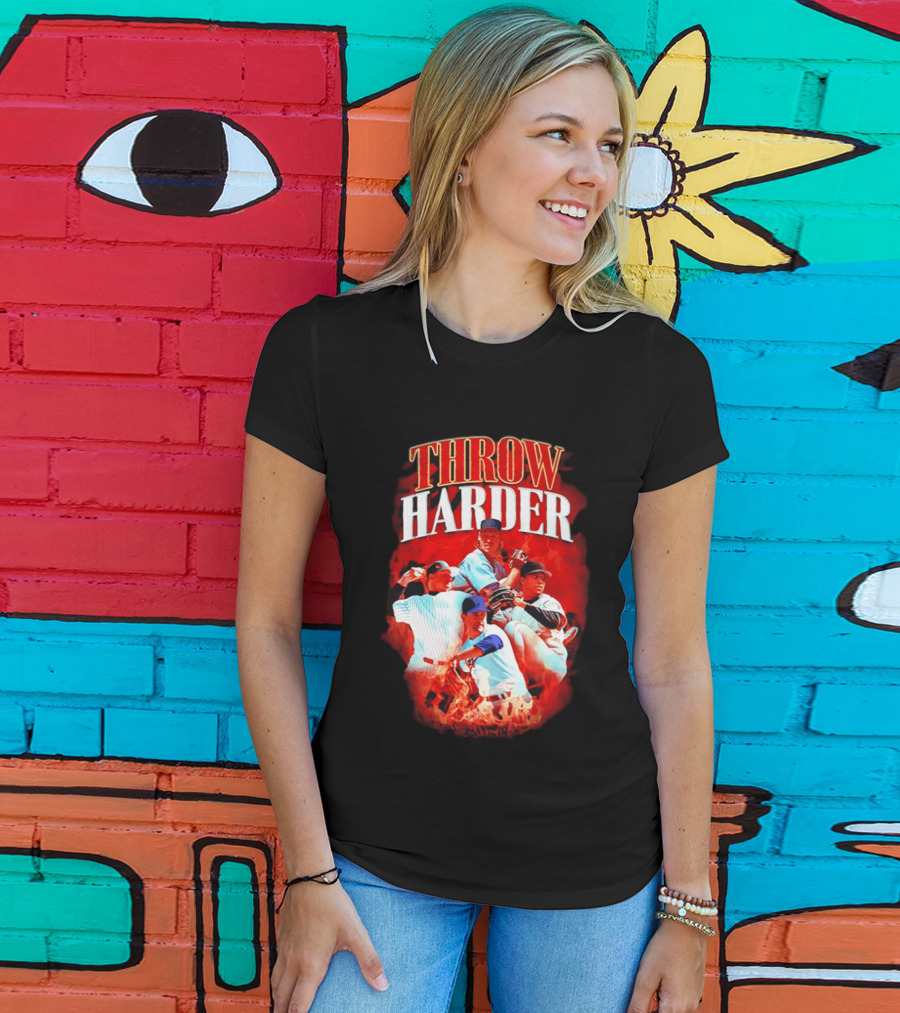 Throw Harder Baseball Players With Fire T-Shirt