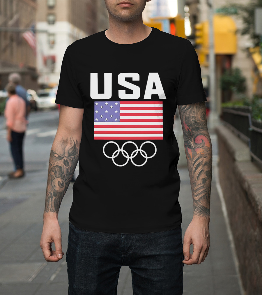 USA American Flag Olympic Rings T-Shirt