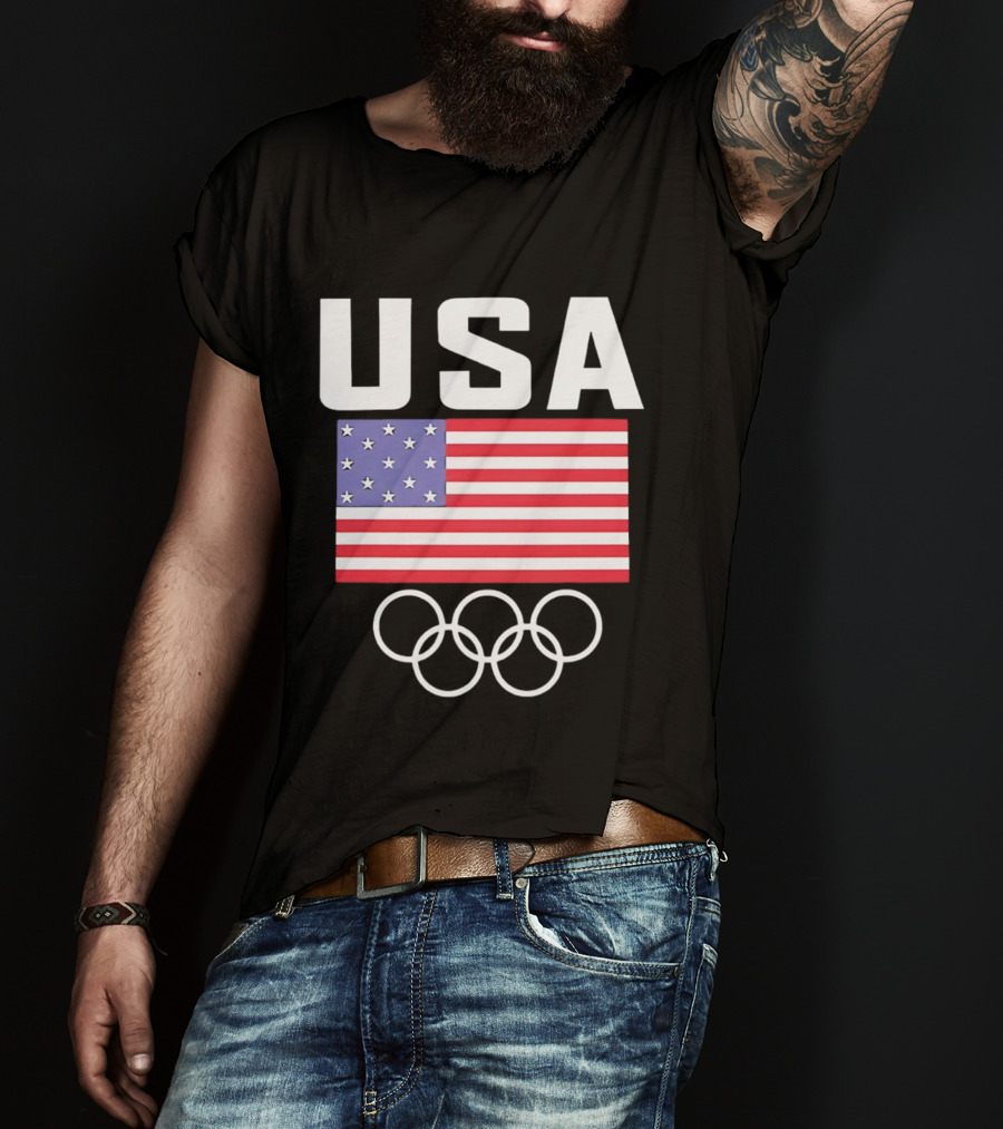 USA American Flag Olympic Rings T-Shirt